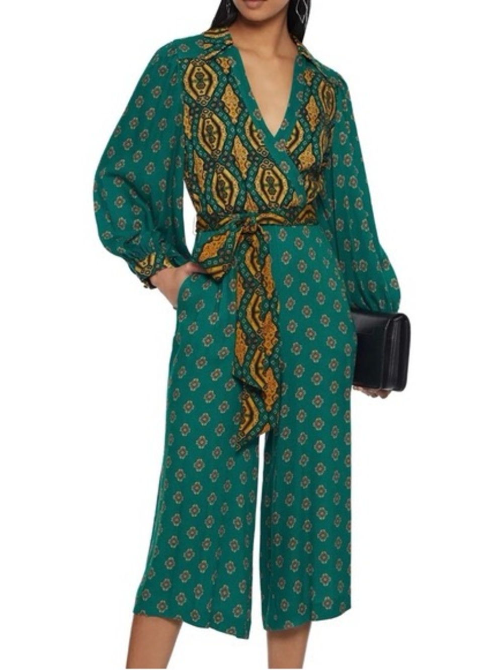 ALICE + OLIVIA Olsen Tie Waist Wide Leg Jumpsuit Size 4
